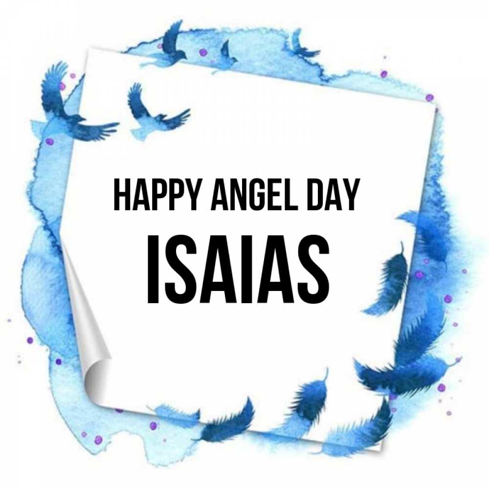 Greetings card с именем, Isaias happy angel day красивые птицы летят Greetings with text for free download 