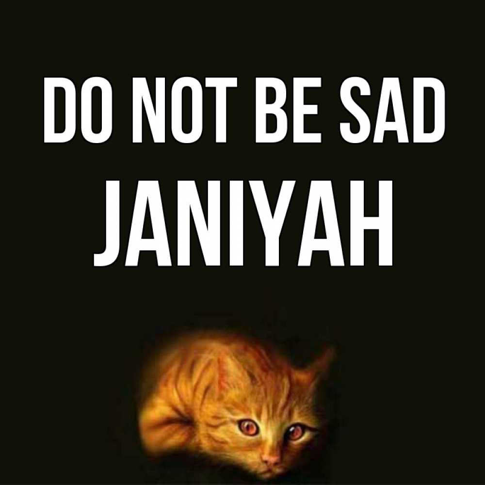 Greetings card с именем, Janiyah Do not be sad лежащий кот в темноте Greetings with text for free download 