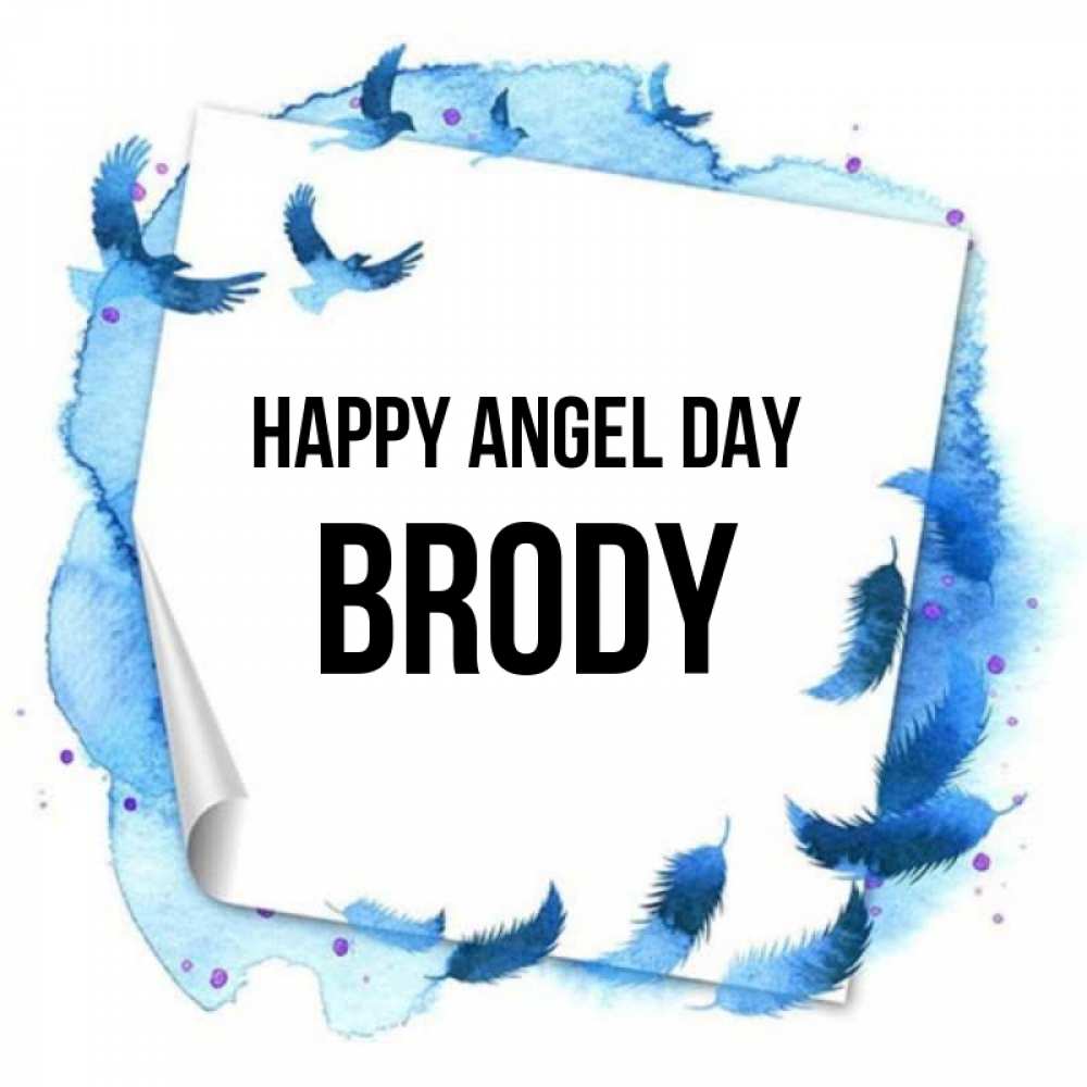 Greetings card с именем, Brody happy angel day красивые птицы летят Greetings with text for free download 