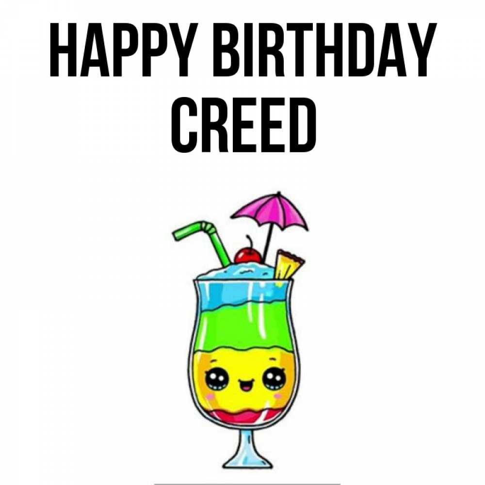 Greetings card с именем, Creed Happy Birthday с зонтиком Greetings with text for free download 