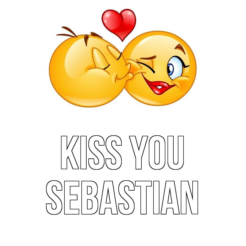 Greetings card с именем, Sebastian Kiss you губы и белые зубы Greetings with text for free download 