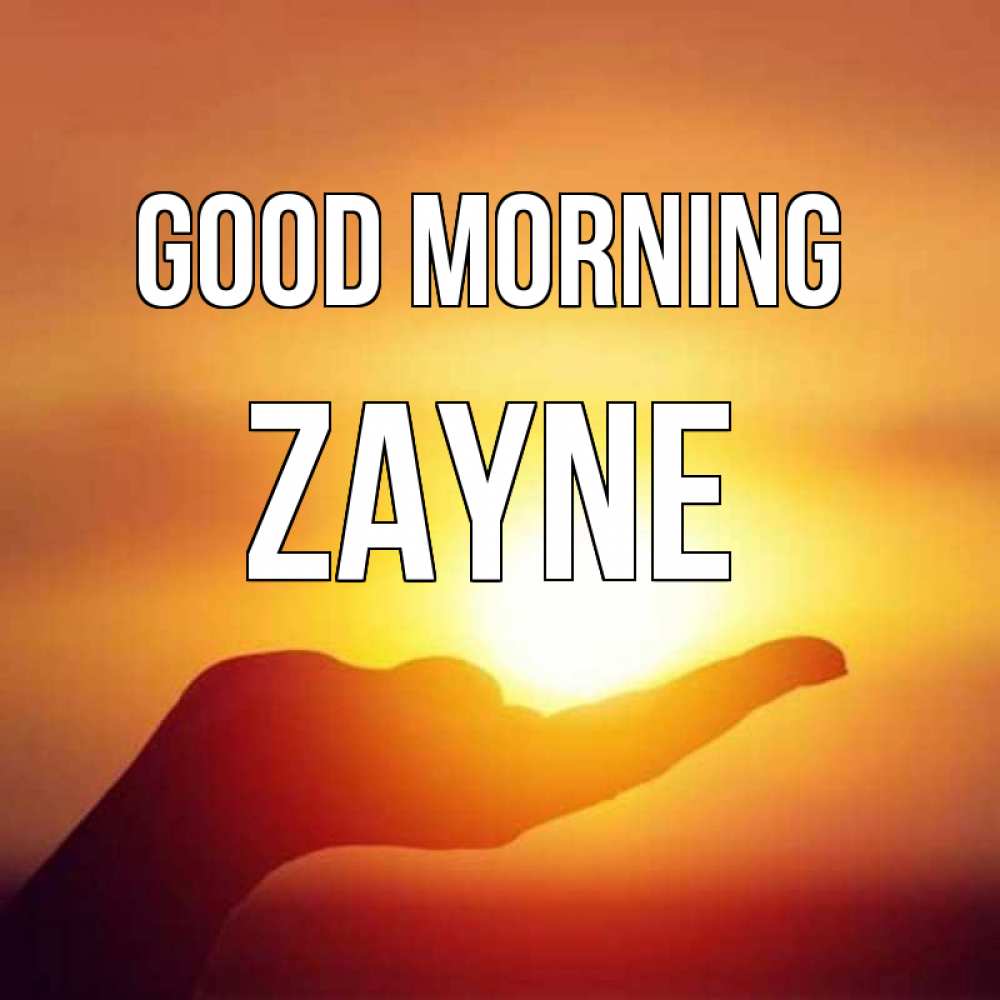 Greetings card с именем, Zayne Good morning ладошка и закат Greetings with text for free download 