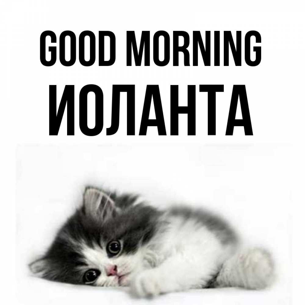 Greetings card с именем, Иоланта Good morning кот лапки Greetings with text for free download 