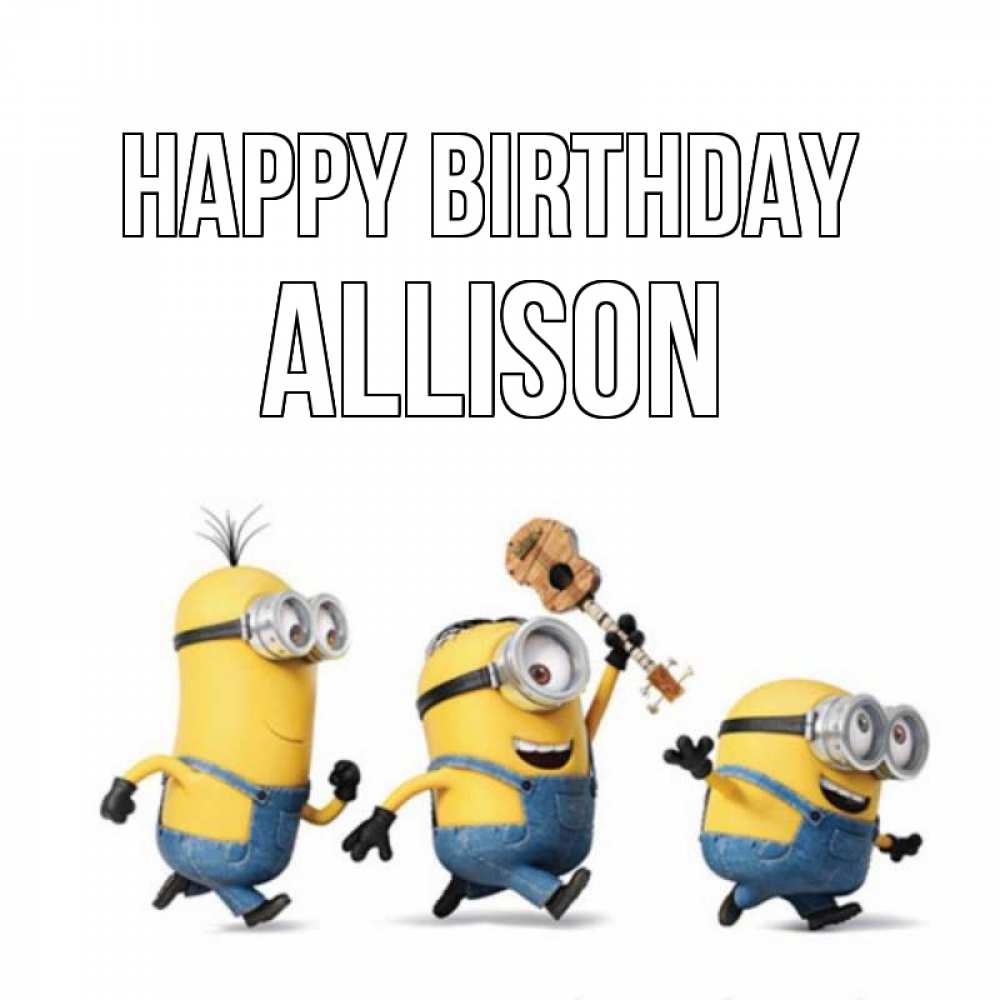 Greetings card с именем, Allison Happy Birthday с гитарой Greetings with text for free download 