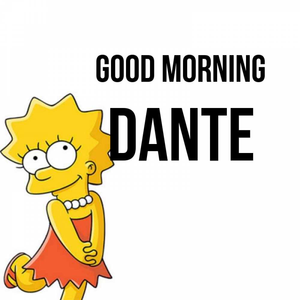 Greetings card с именем, Dante Good morning в платье и ожерелье Greetings with text for free download 