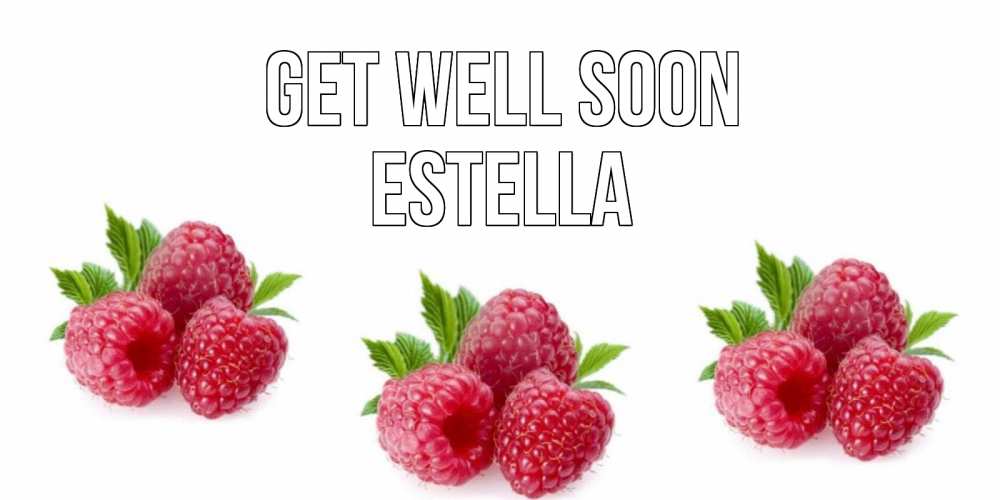 Greetings card с именем, Estella Get well soon малиновая открыта с пожеланием о выздоровлении Greetings with text for free download 