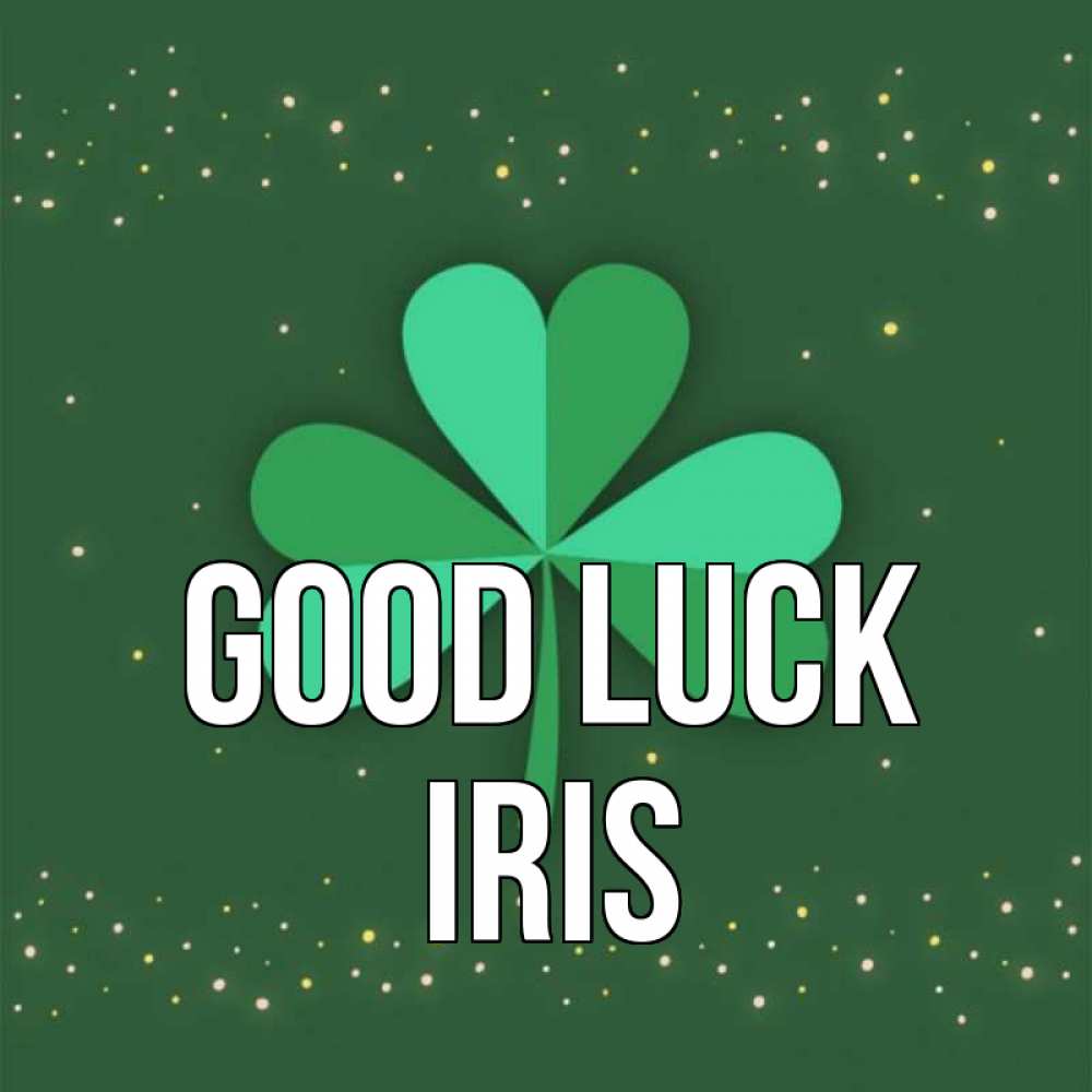 Greetings card с именем, Iris Good luck лист клевера Greetings with text for free download 