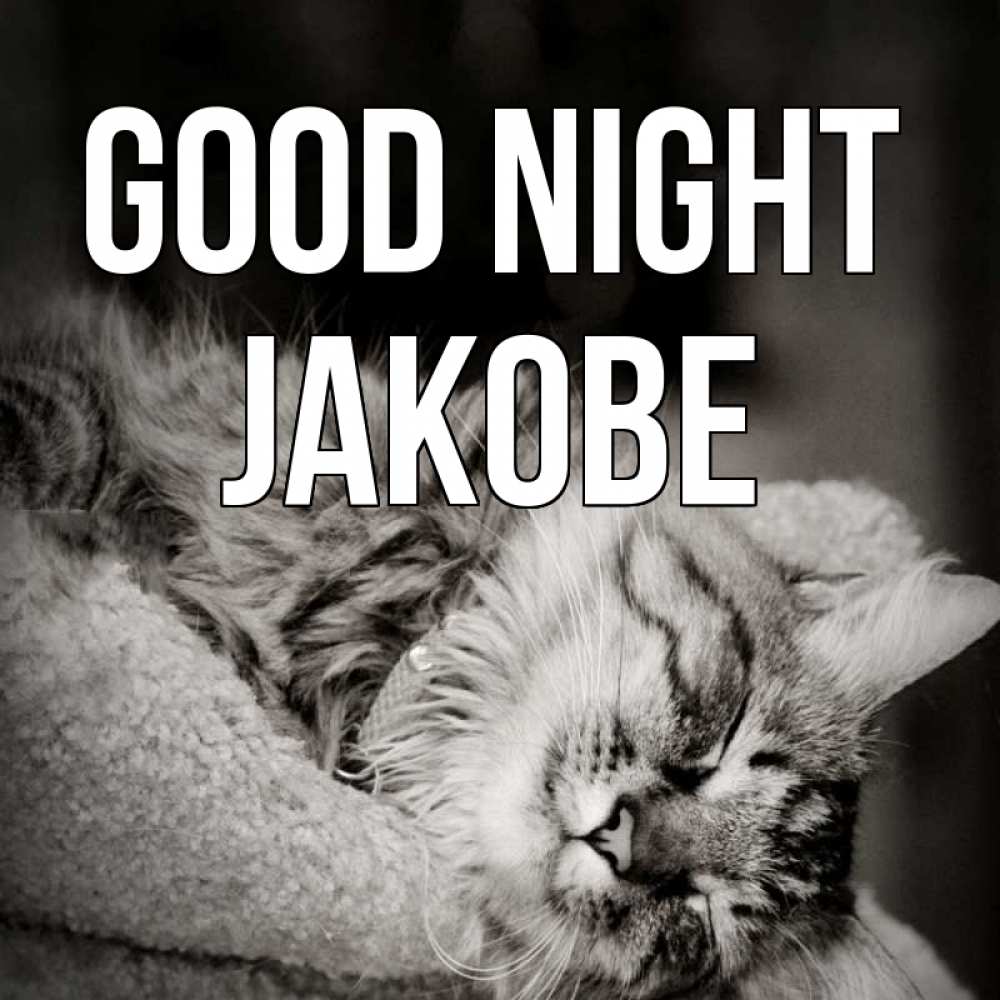 Greetings card с именем, Jakobe Good night котярик пушистый Greetings with text for free download 
