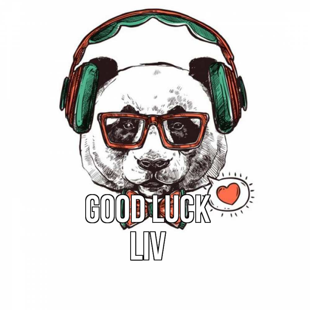 Greetings card с именем, Liv Good luck деловой пес Greetings with text for free download 