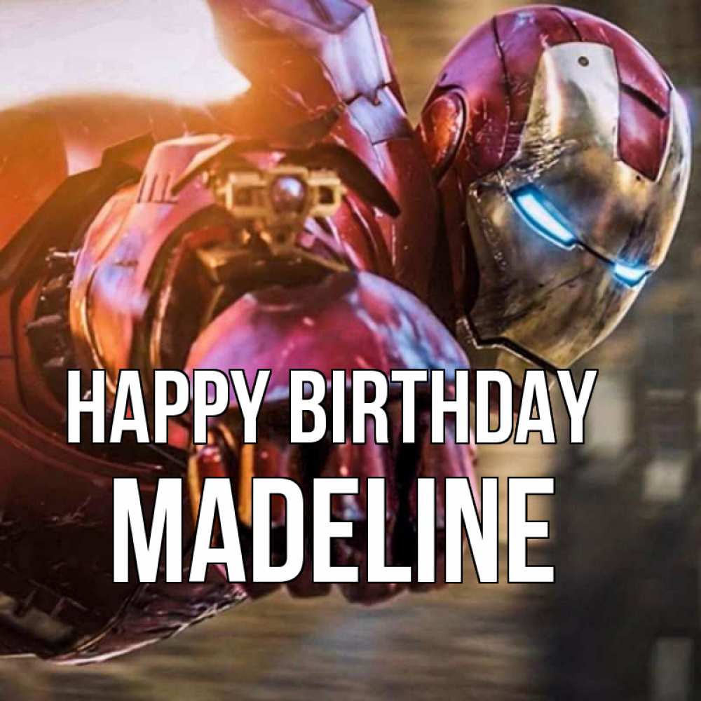 Greetings card с именем, Madeline Happy Birthday марвел супергерои в костюме Greetings with text for free download 