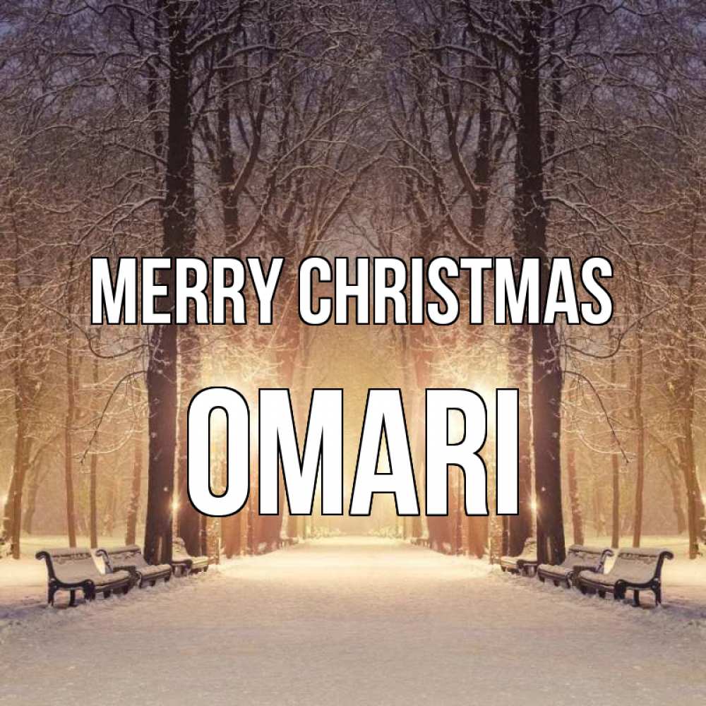 Greetings card с именем, Omari Merry Christmas зима, парк, фонарь, лес Greetings with text for free download 