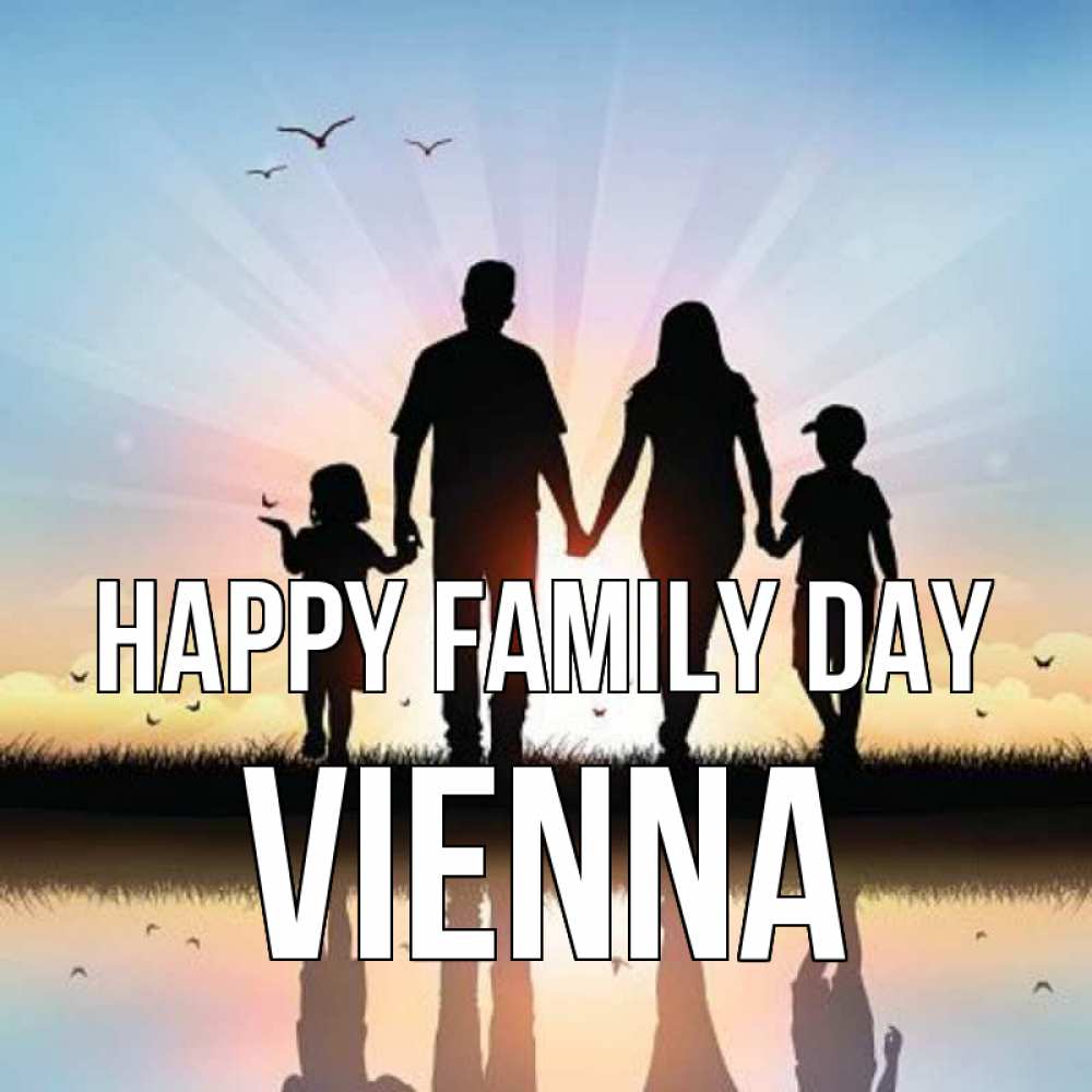 Greetings card с именем, Vienna happy family day сын, дочка, мама, папа, море , закат Greetings with text for free download 