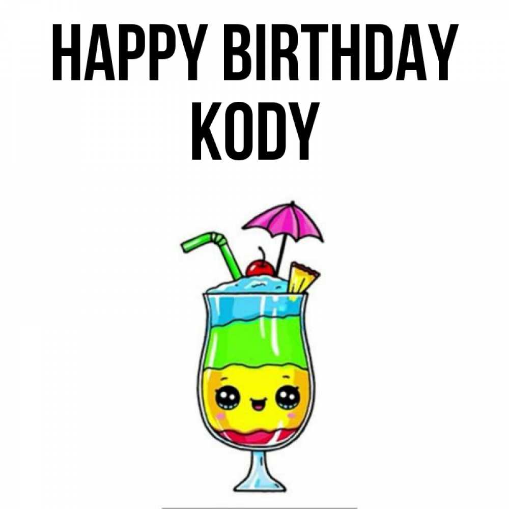 Greetings card с именем, Kody Happy Birthday с зонтиком Greetings with text for free download 