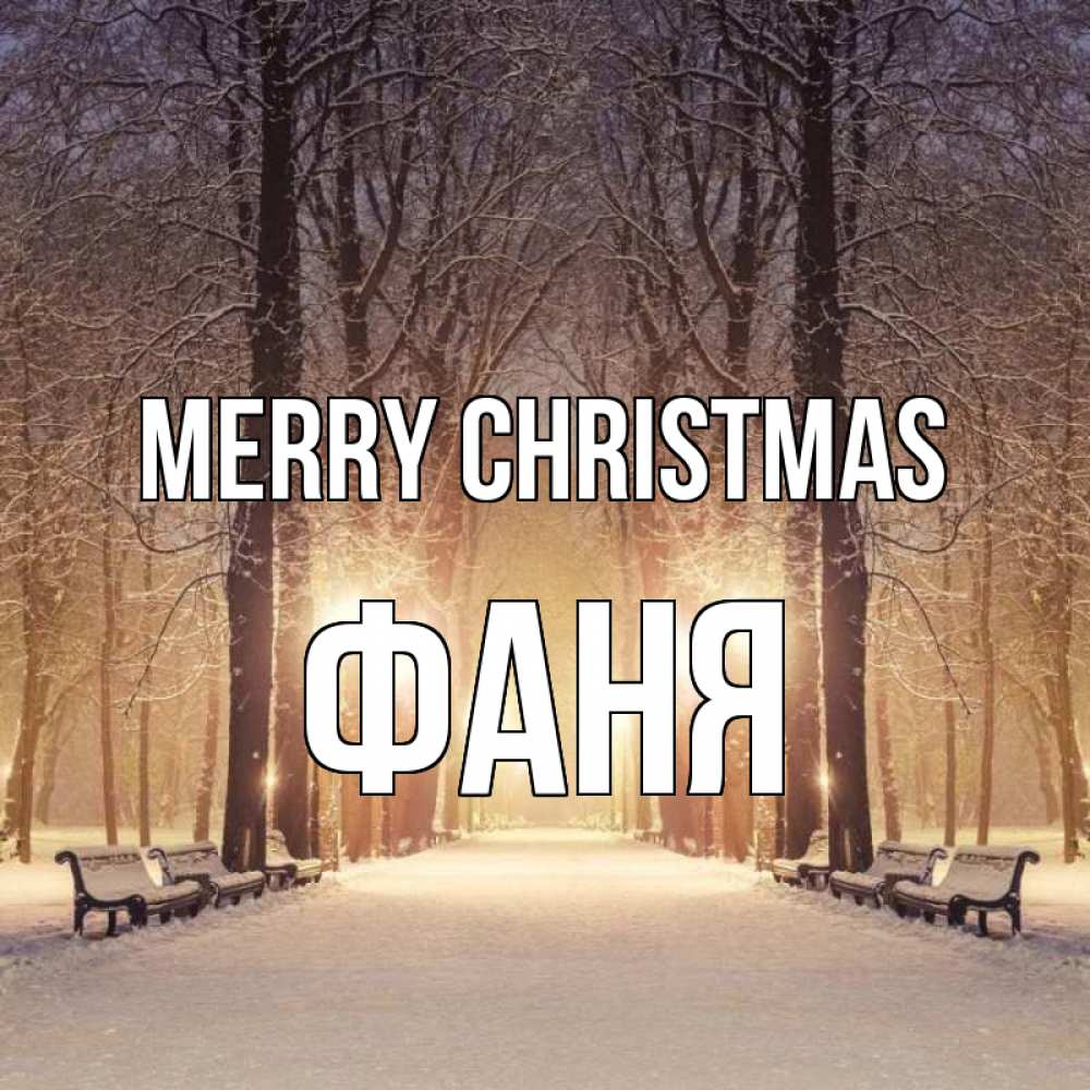 Greetings card с именем, Фаня Merry Christmas зима, парк, фонарь, лес Greetings with text for free download 
