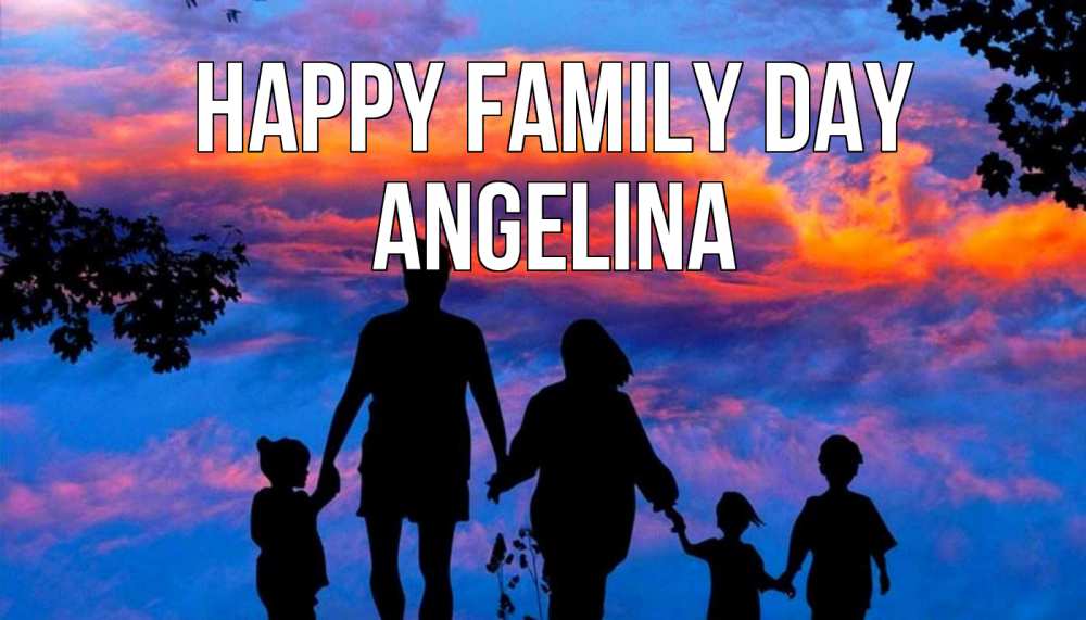 Greetings card с именем, Angelina happy family day семья Greetings with text for free download 