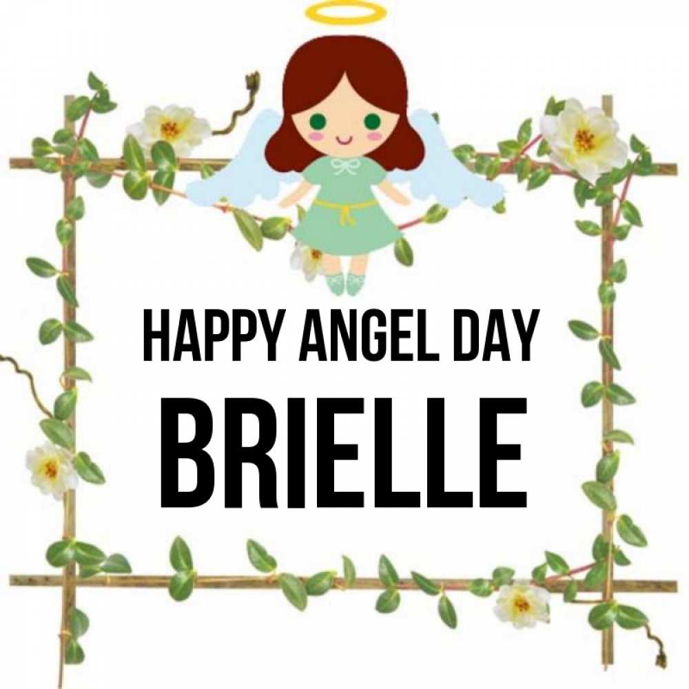 Greetings card с именем, Brielle happy angel day Ангел с нимбом Greetings with text for free download 