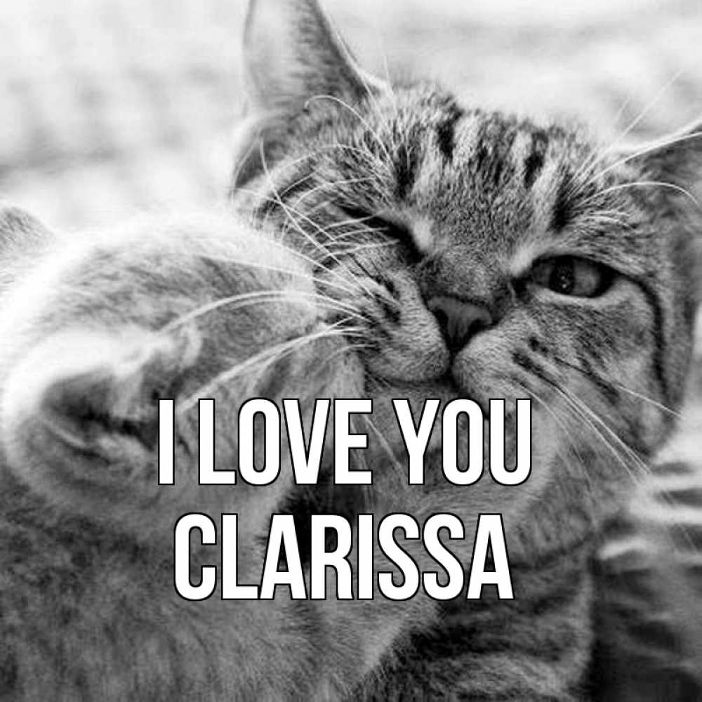 Greetings card с именем, Clarissa I love you коты Greetings with text for free download 