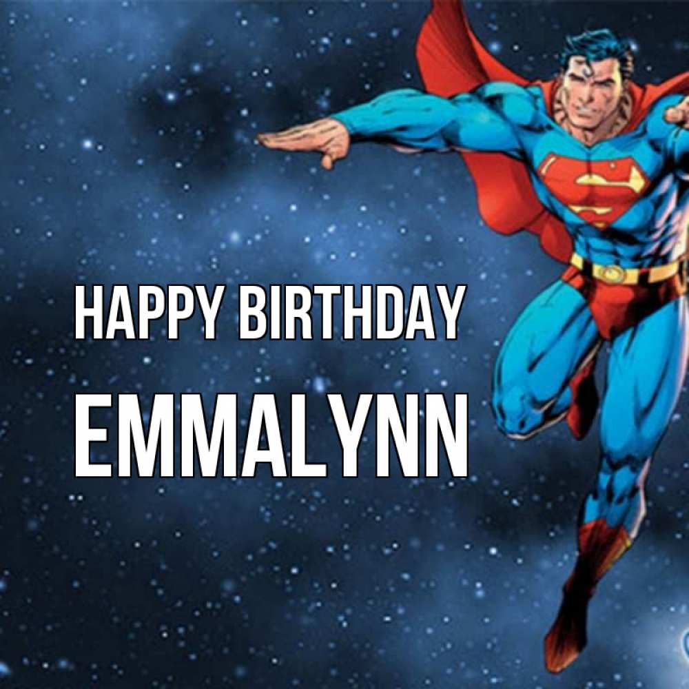 Greetings card с именем, Emmalynn Happy Birthday супергерой Greetings with text for free download 