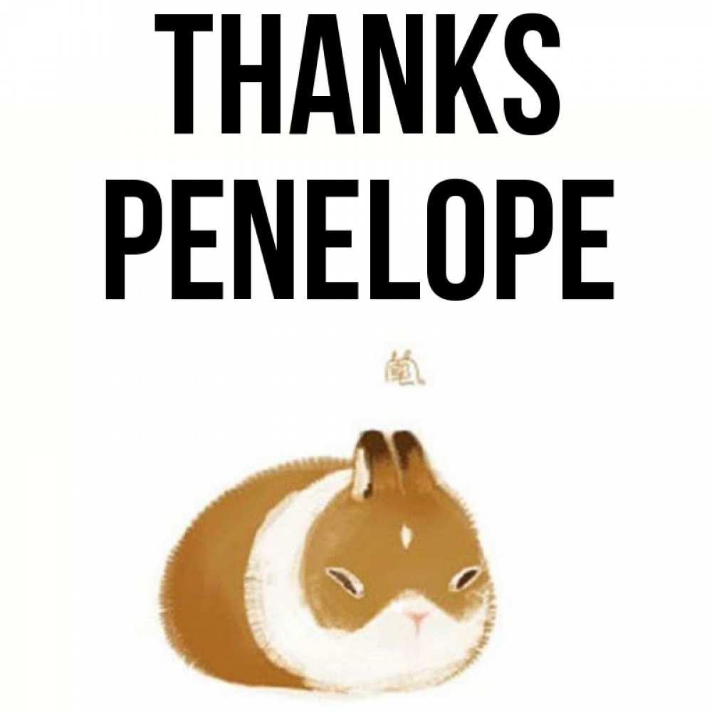 Greetings card с именем, Penelope Thanks коричнево белый домашний питомец Greetings with text for free download 