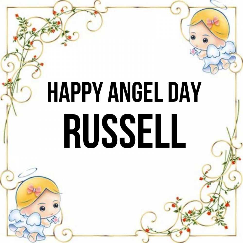 Greetings card с именем, Russell happy angel day девочки ангелы Greetings with text for free download 