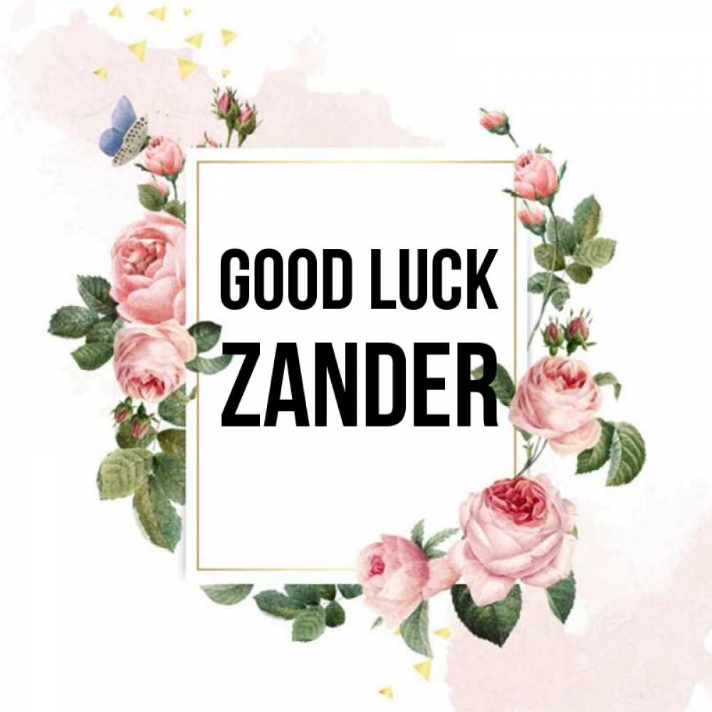 Greetings card с именем, Zander Good luck розовые розы Greetings with text for free download 