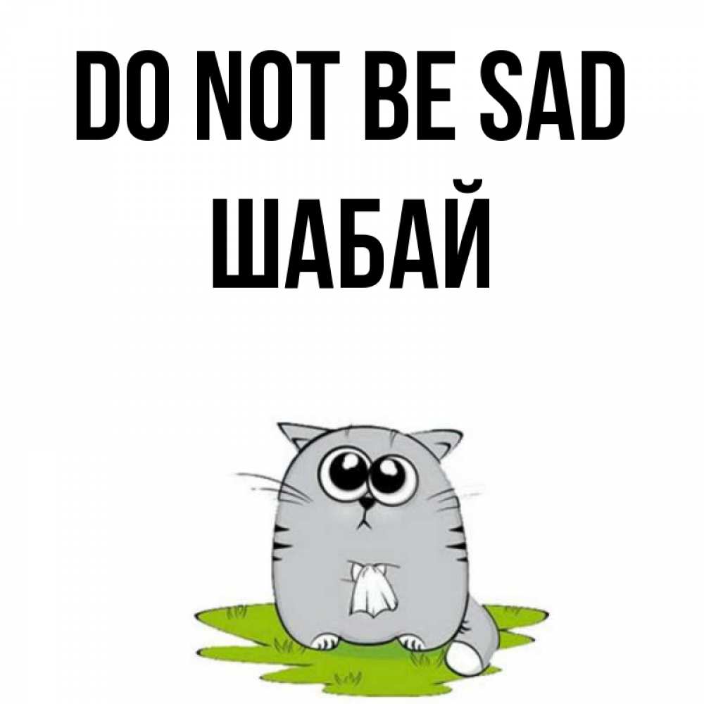 Greetings card с именем, ШАБАЙ Do not be sad грустный котяра Greetings with text for free download 