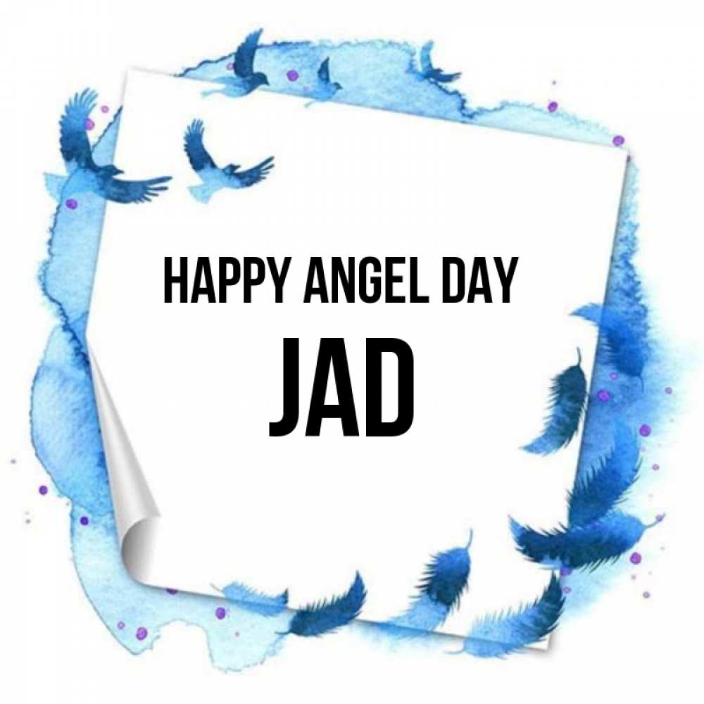 Greetings card с именем, Jad happy angel day красивые птицы летят Greetings with text for free download 