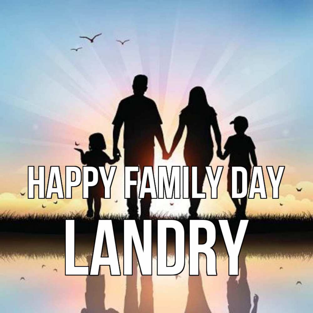 Greetings card с именем, Landry happy family day сын, дочка, мама, папа, море , закат Greetings with text for free download 