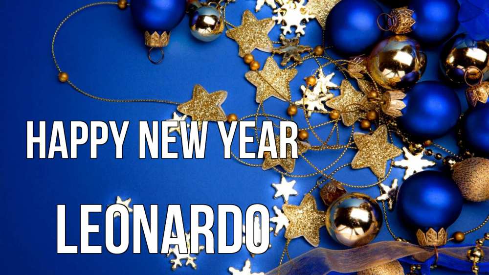 Greetings card с именем, Leonardo Happy New Year ёлочные украшения Greetings with text for free download 