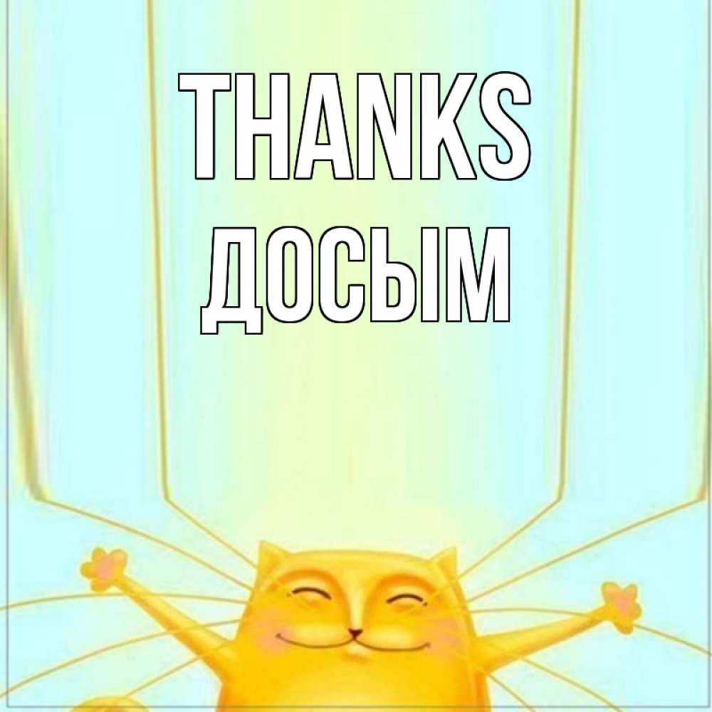 Greetings card с именем, Досым Thanks кот с усами благодарит Greetings with text for free download 