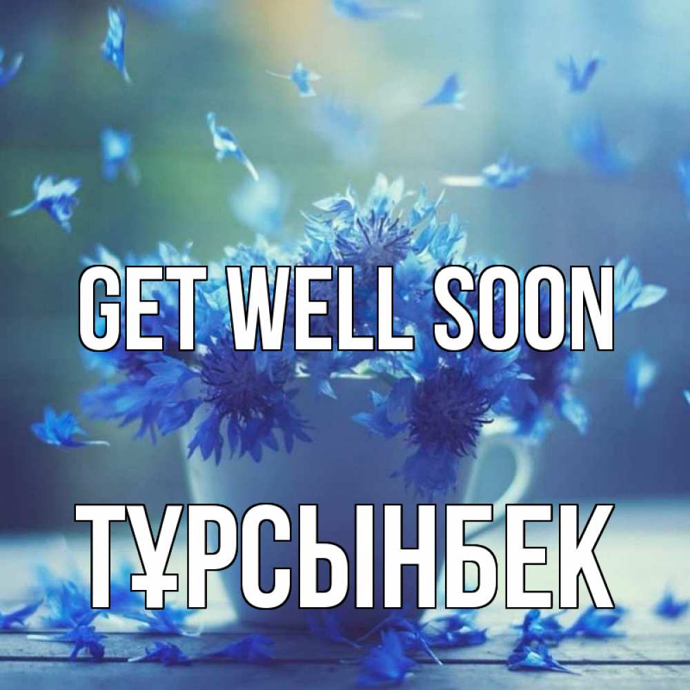 Greetings card с именем, ТҰРСЫНБЕК Get well soon кружка с зельем и цветами Greetings with text for free download 