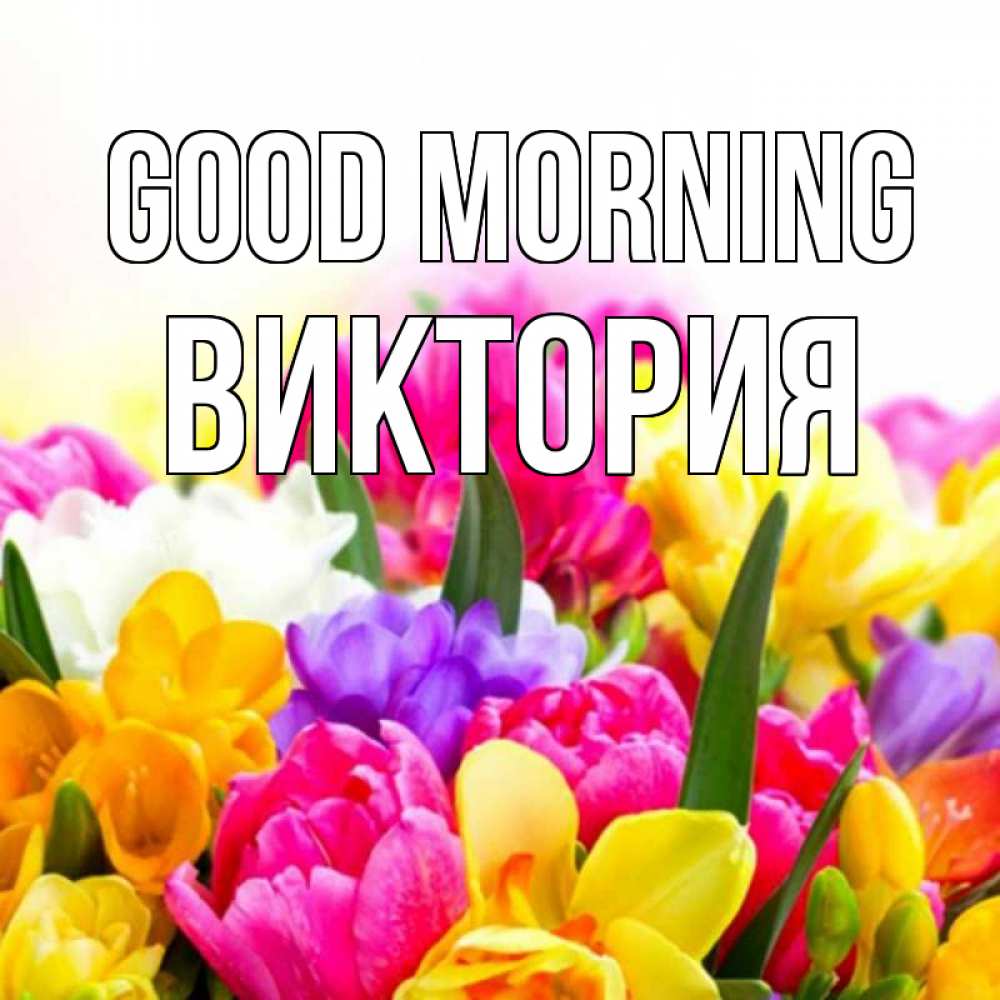 Greetings card с именем, Виктория Good morning создать открытку со свое подписью Greetings with text for free download 