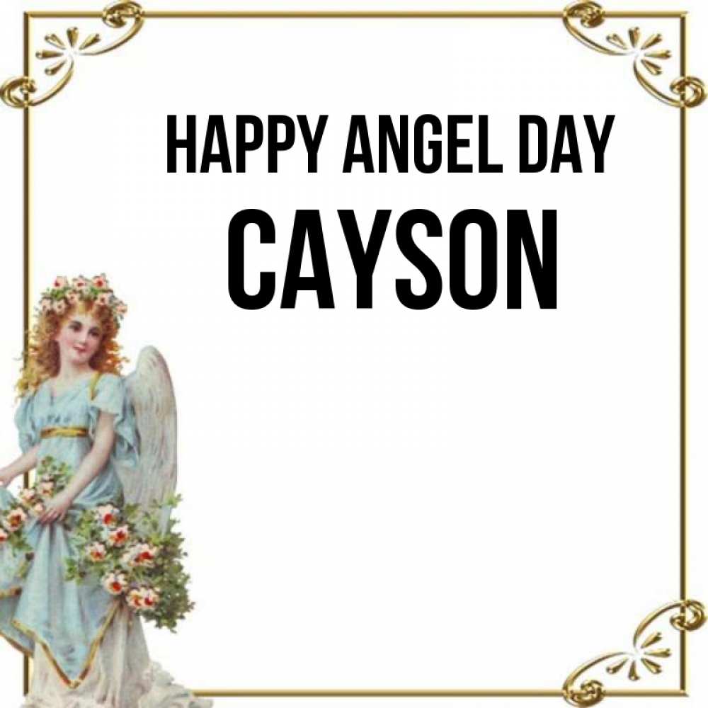 Greetings card с именем, Cayson happy angel day с именинами от девушки ангела Greetings with text for free download 
