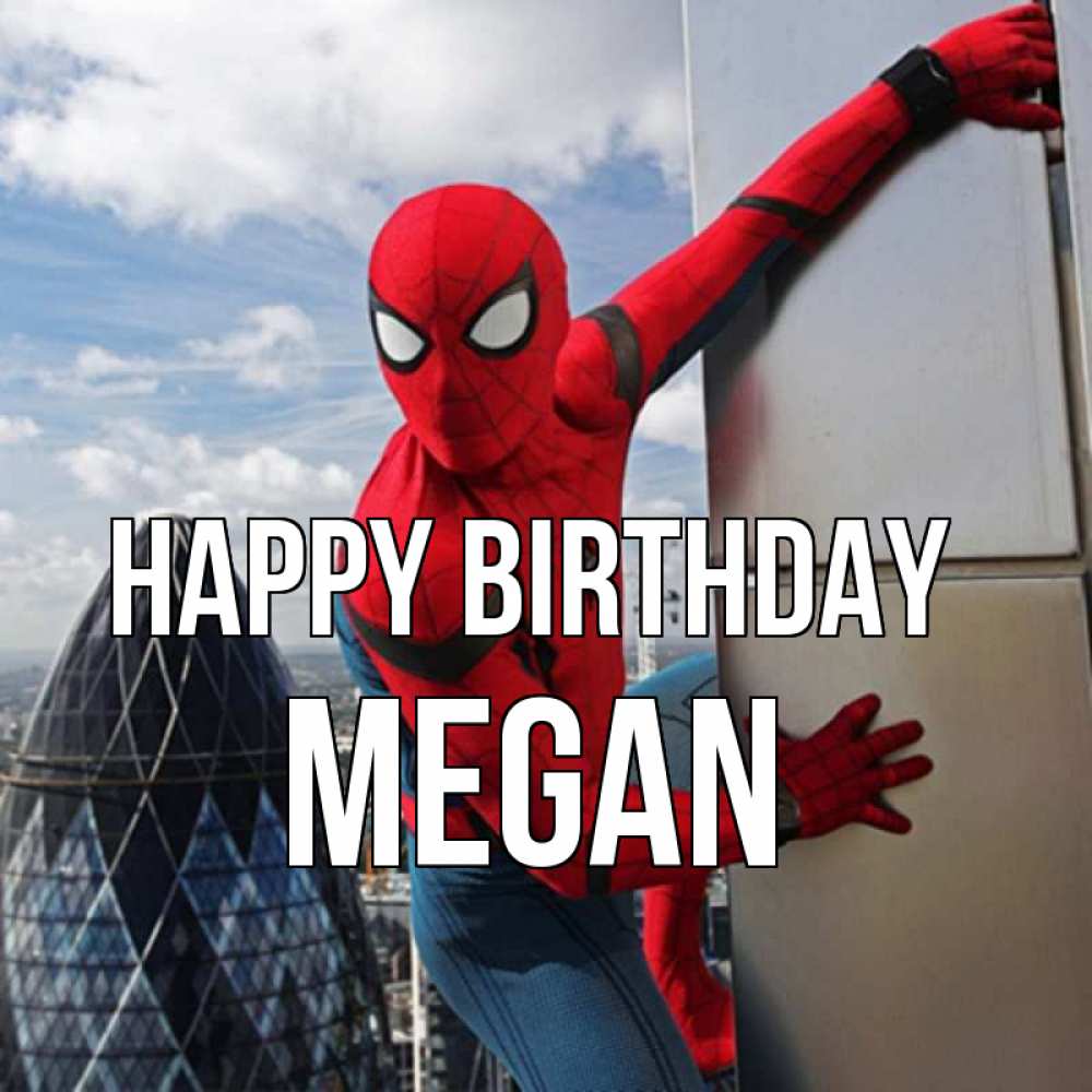 Greetings card с именем, Megan Happy Birthday Марвел Greetings with text for free download 