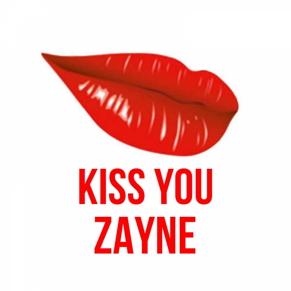 Greetings card с именем, Zayne Kiss you губы на открытке Greetings with text for free download 