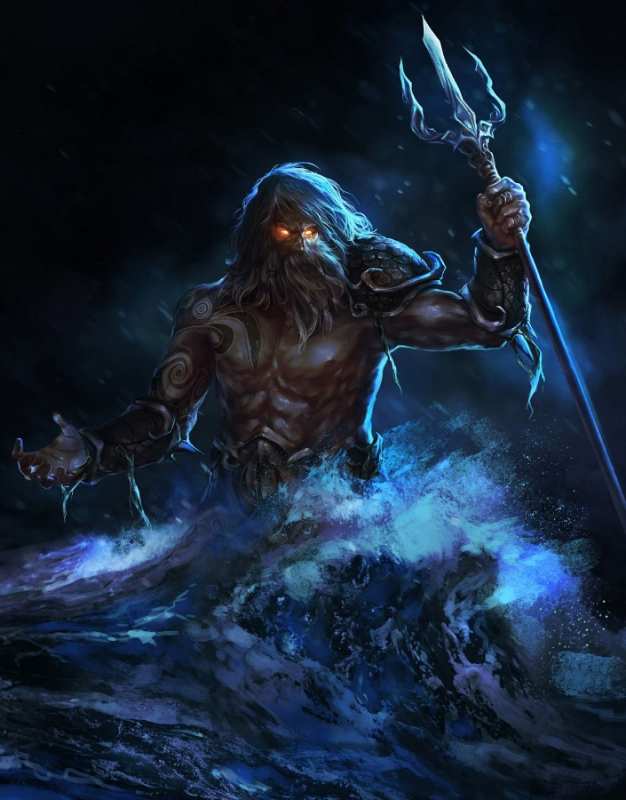 Открытка Нептун с горящими глазами  с днем Нептуна  happy neptune day 