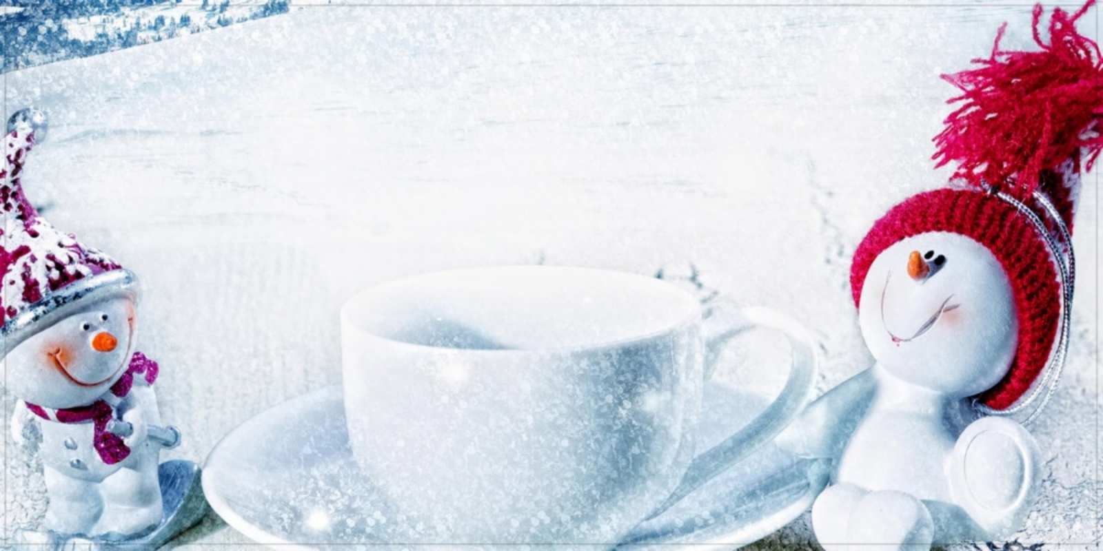 Открытка открытка со снеговиками чаша замерзшая Good morning 