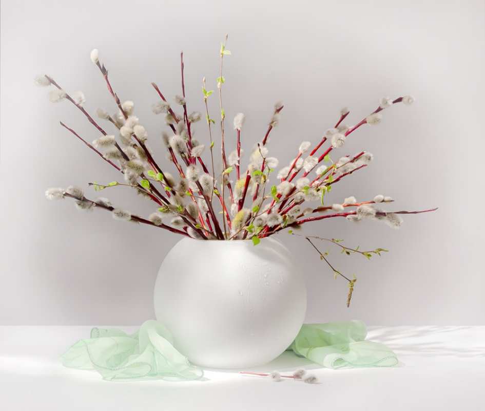 Открытка верба в вазе  верба  Happy Palm Sunday 