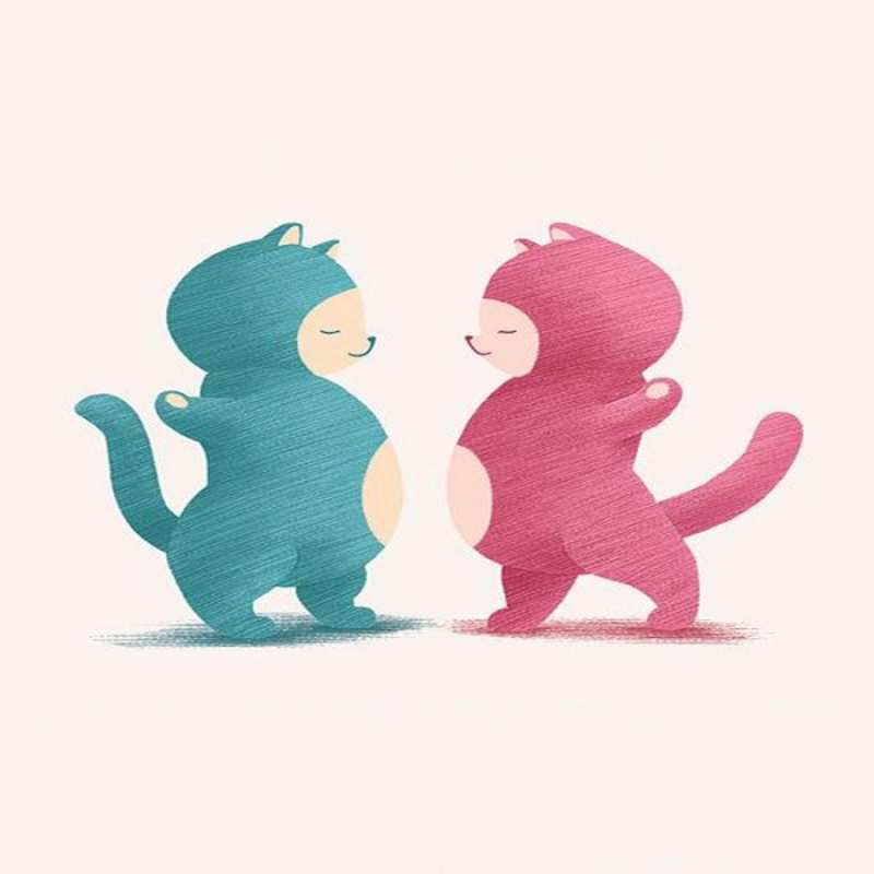 Открытка синее и красное  пузики и котики  I want to hug you 