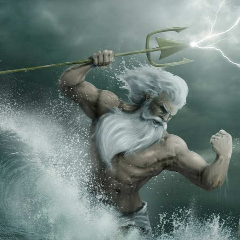 Открытка Нептун стреляет молнией  с днем Нептуна  happy neptune day 