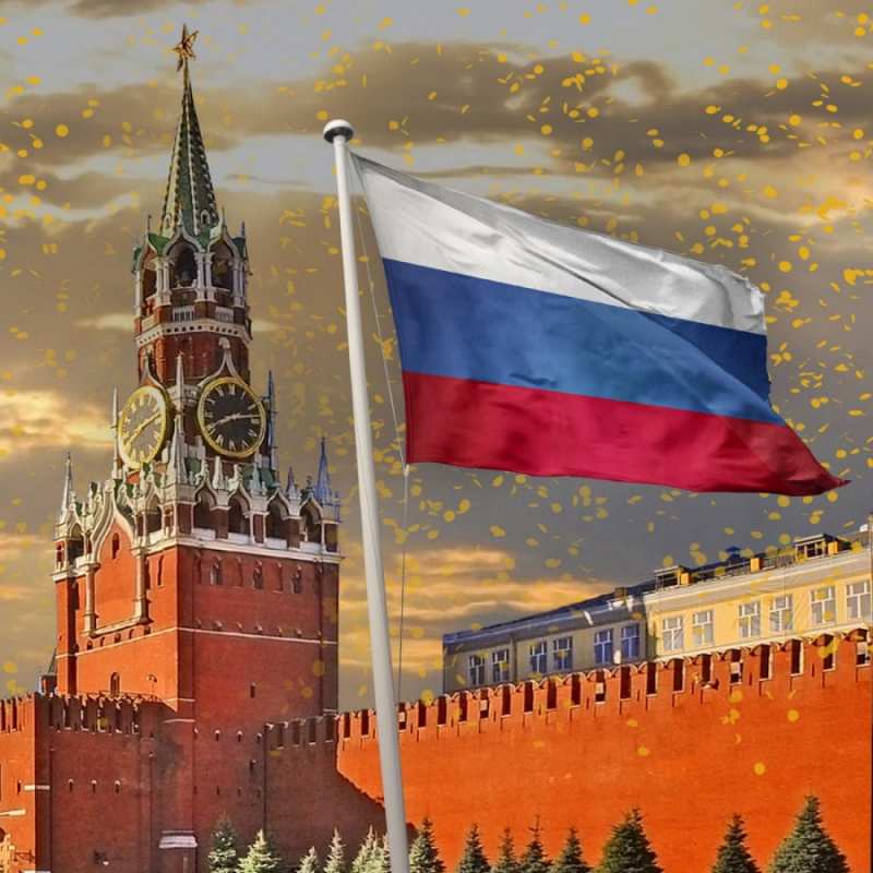 Открытка Кремлевская башня  С днем России   Happy russia day 