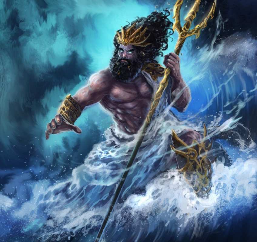 Открытка Нептун в морской пене  с днем Нептуна  happy neptune day 