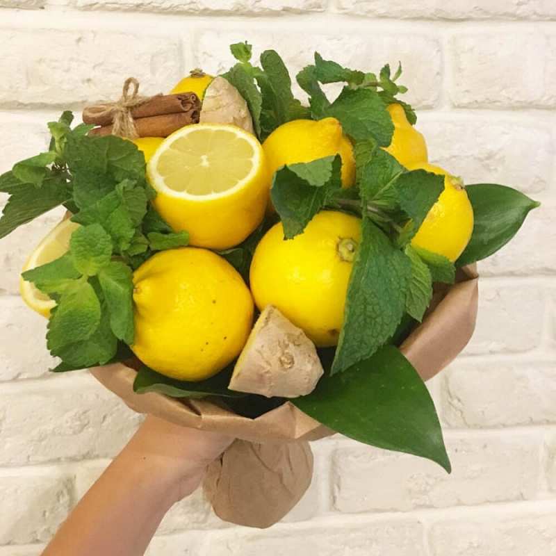 Открытка лимоны и мята  витамины  Get well soon 