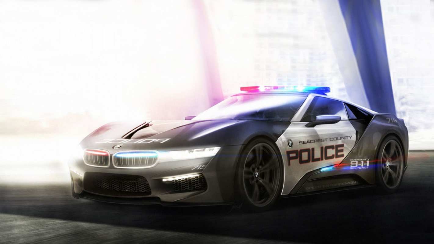 Открытка полицейская машина БМВ  полиция  Happy police day 