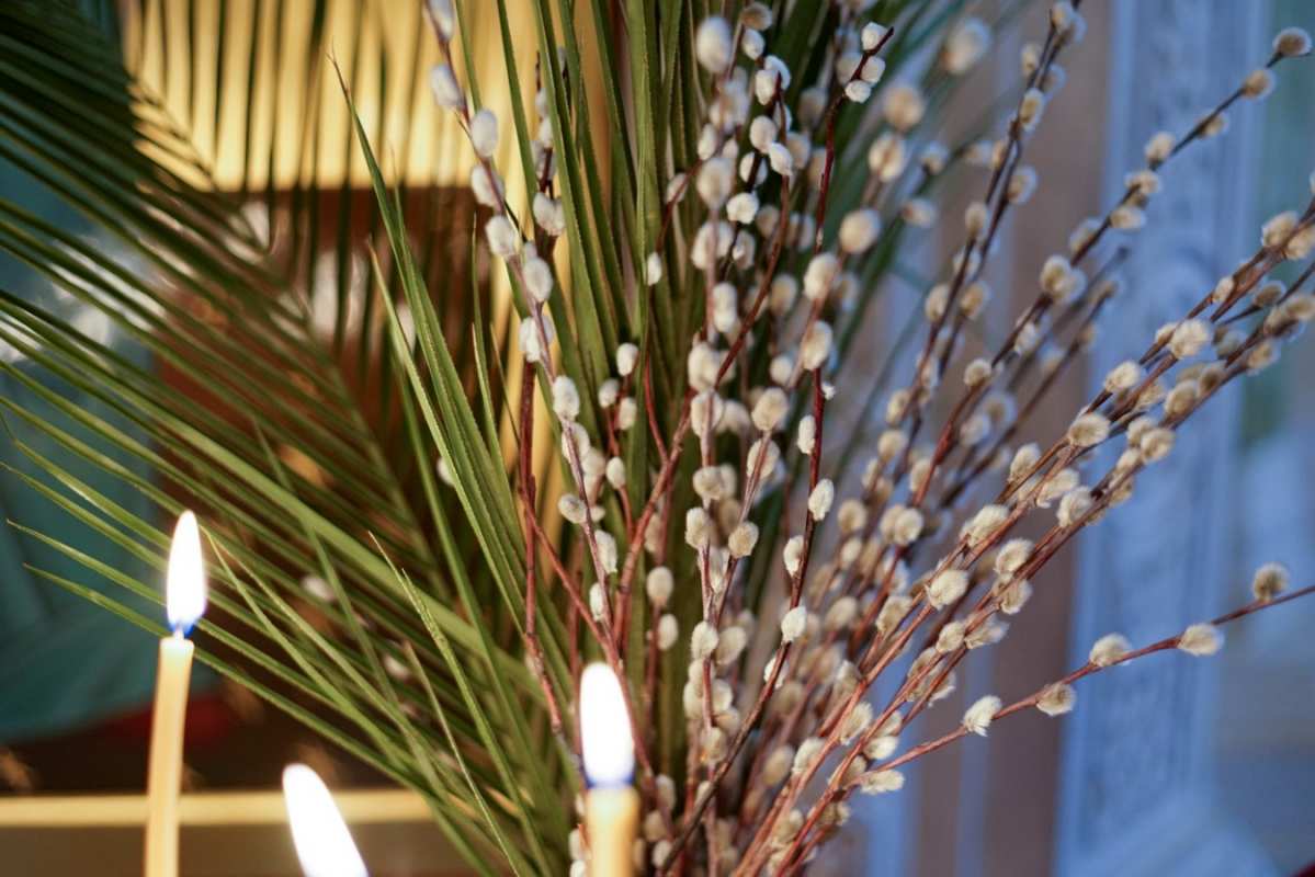 Открытка верба и свечи  верба  Happy Palm Sunday 