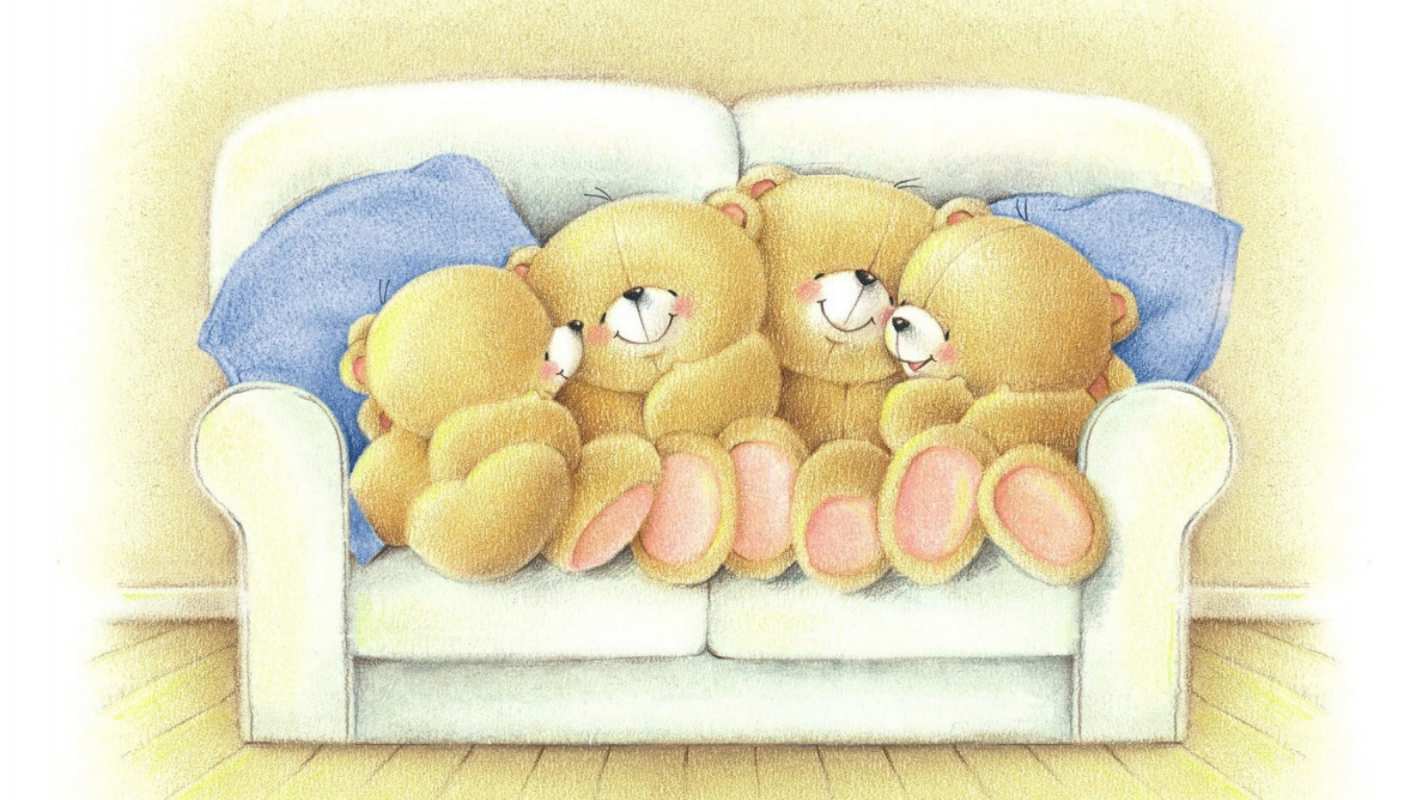 Открытка семья медведей  с днем семьи   happy family day 