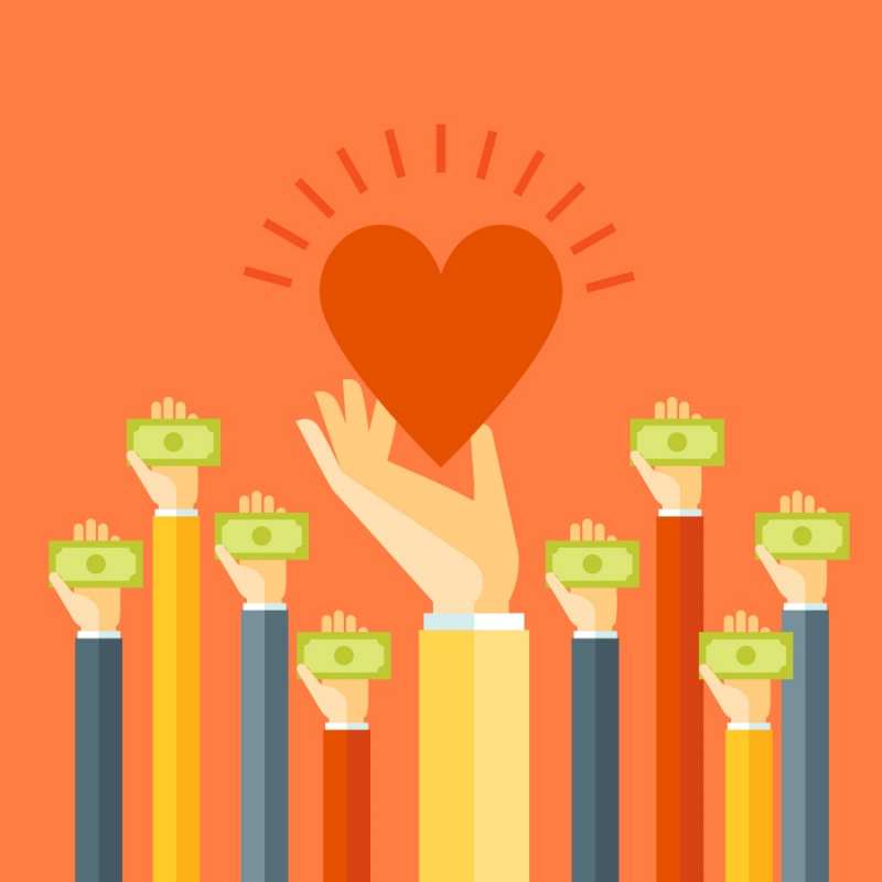 Открытка сбор средств и сердце  С днем волонтера  Happy Volunteer Day 