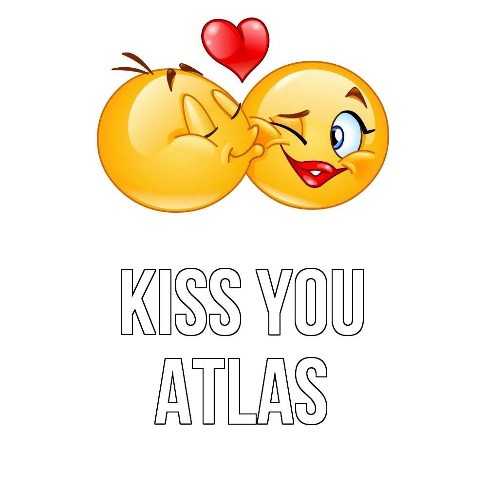 Greetings card с именем, Atlas Kiss you губы и белые зубы Greetings with text for free download 