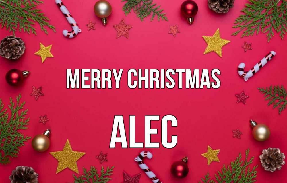 Greetings card с именем, Alec Merry Christmas с рождеством Greetings with text for free download 