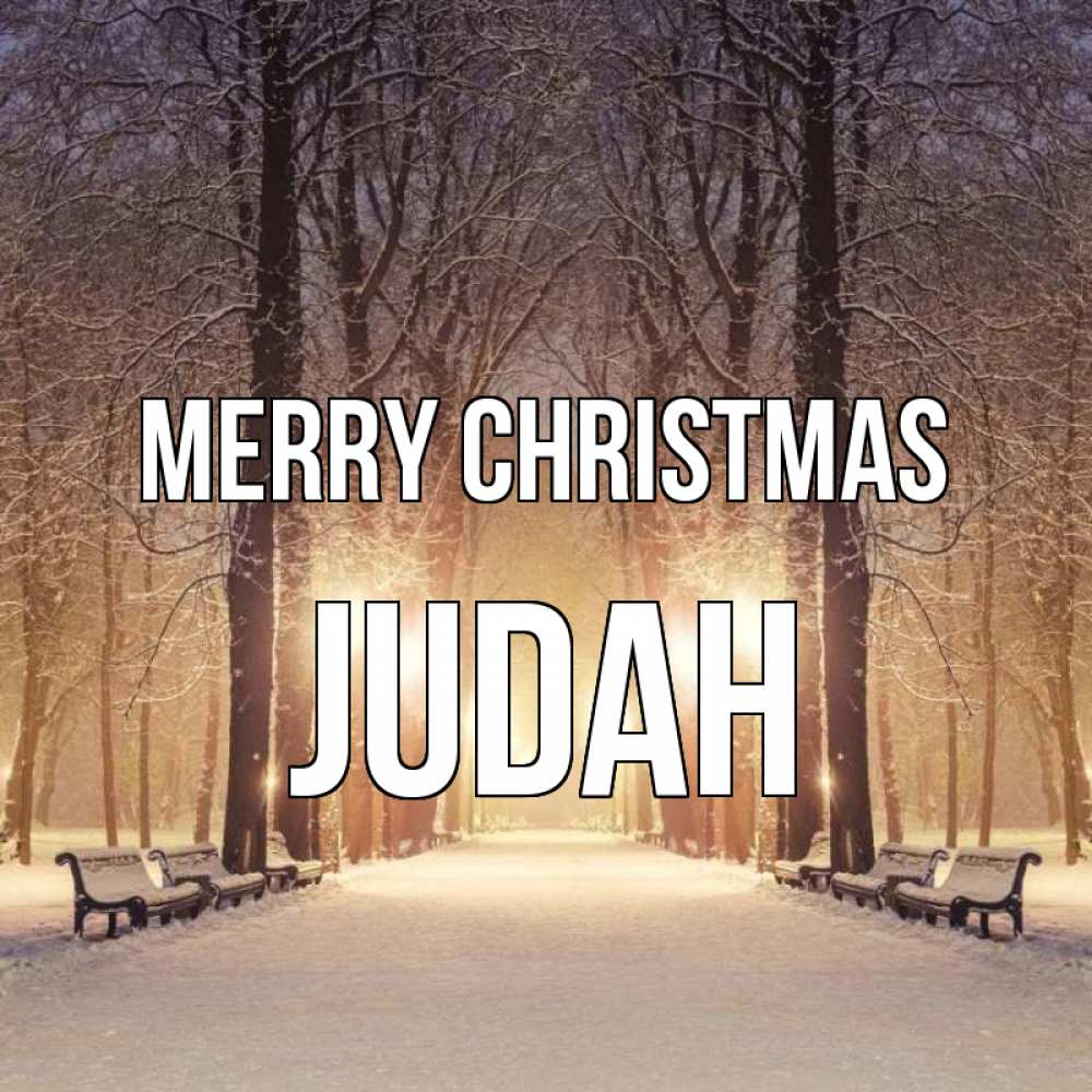 Greetings card с именем, Judah Merry Christmas зима, парк, фонарь, лес Greetings with text for free download 